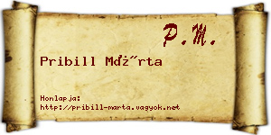 Pribill Márta névjegykártya